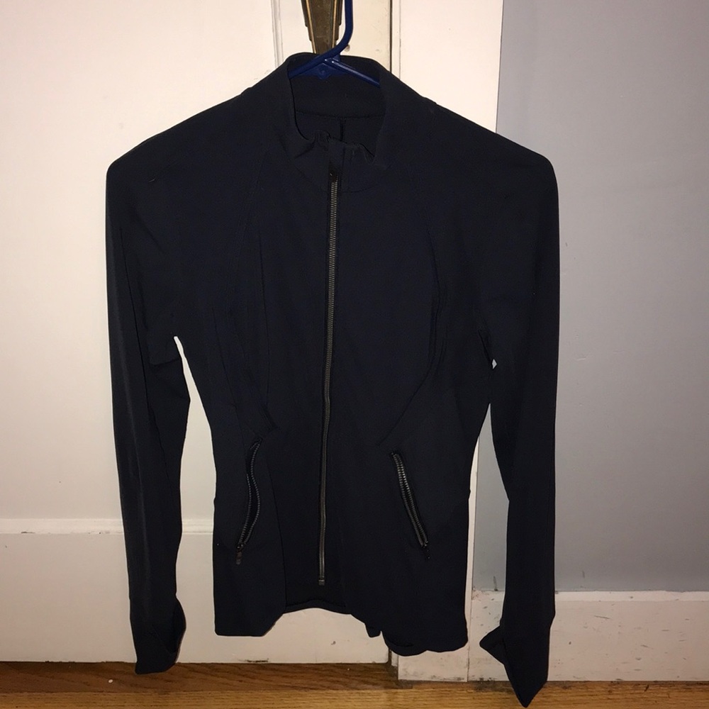 Lulu lemon athletic zip up jacket, navy blue, 6